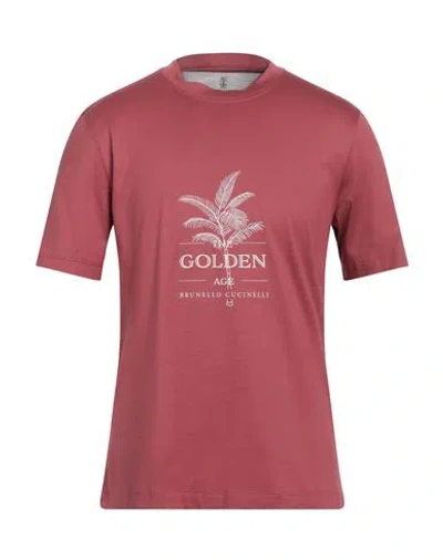 Brunello Cucinelli Man T-shirt Antique Rose Size Xxl Cotton In Pink