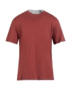 Brunello Cucinelli Man T-shirt Brick Size 3xl Cotton In Burgundy