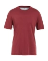 Brunello Cucinelli Man T-shirt Burgundy Size S Cotton, Silk In Red