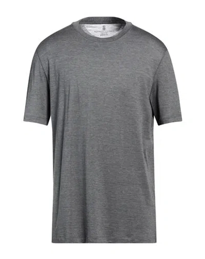 Brunello Cucinelli Grey Cotton And Silk T-shirt