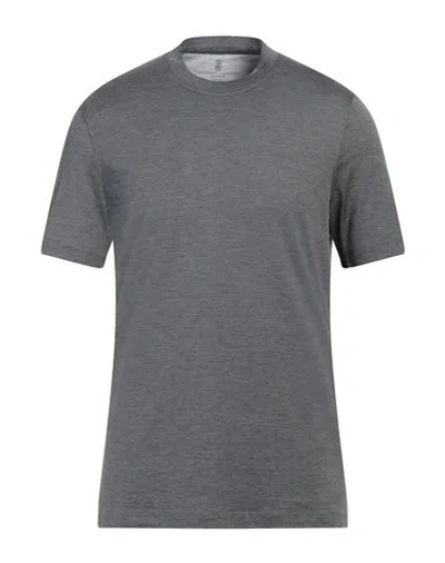 Brunello Cucinelli Grey Cotton And Silk T-shirt In Grey