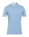 Brunello Cucinelli Man T-shirt Light Blue Size 36 Cotton