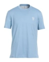 Brunello Cucinelli Man T-shirt Light Blue Size 48 Cotton In Blue