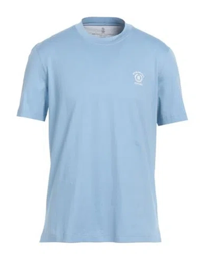 Brunello Cucinelli Man T-shirt Light Blue Size 48 Cotton