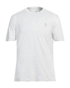 Brunello Cucinelli Crew-neck Embroidered-logo T-shirt In Grey