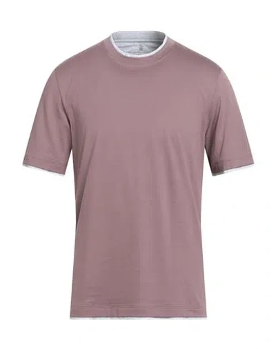 Brunello Cucinelli Man T-shirt Mauve Size 3xl Cotton In Pink