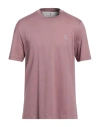 Brunello Cucinelli Man T-shirt Mauve Size Xxl Cotton In Purple