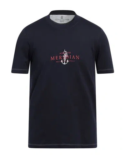 Brunello Cucinelli Man T-shirt Midnight Blue Size L Cotton