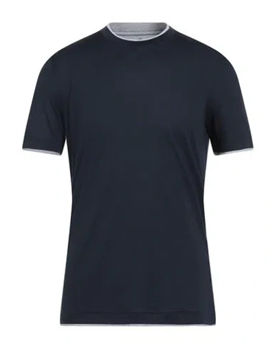 BRUNELLO CUCINELLI BRUNELLO CUCINELLI MAN T-SHIRT MIDNIGHT BLUE SIZE XL SILK, COTTON