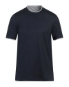 Brunello Cucinelli Contrasting-edge Cotton T-shirt In Navy Blue