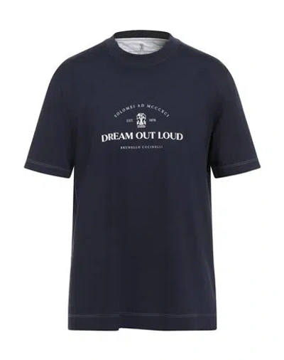 Brunello Cucinelli Man T-shirt Navy Size 44 Cotton