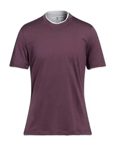 Brunello Cucinelli Man T-shirt Purple Size Xxl Cotton In Purple