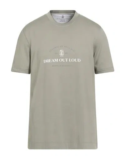 Brunello Cucinelli Man T-shirt Sage Green Size 44 Cotton