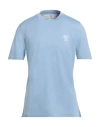Brunello Cucinelli Man T-shirt Sky Blue Size L Cotton