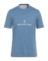 Brunello Cucinelli Man T-shirt Slate Blue Size 44 Cotton