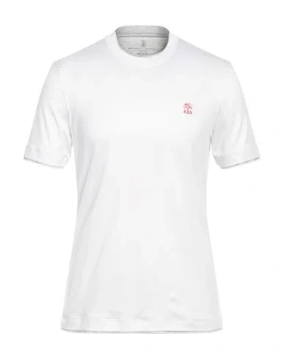 Brunello Cucinelli Man T-shirt White Size 38 Cotton In White