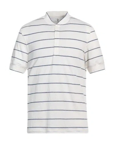 Brunello Cucinelli Striped Cotton-linen T-shirt In Navy Blue White
