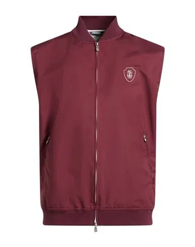 Brunello Cucinelli Man Vest Burgundy Size Xs Polyester, Polyurethane In Red
