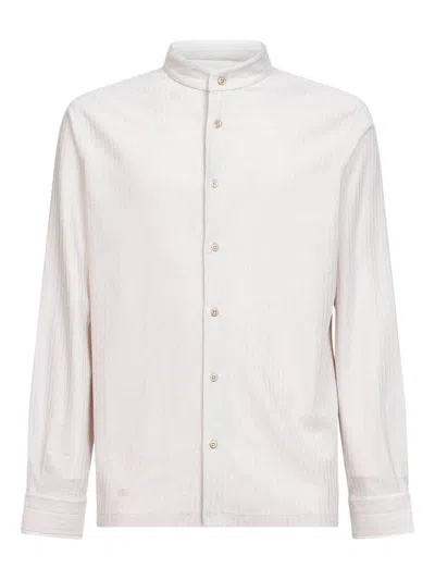 Brunello Cucinelli Mandarin Collar Long-sleeves Shirt In White
