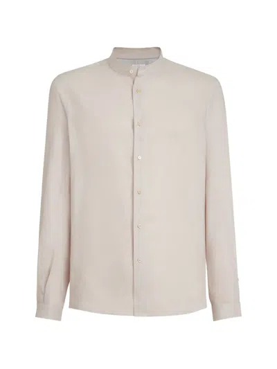 Brunello Cucinelli Mandarin-collar Shirt In Neutral