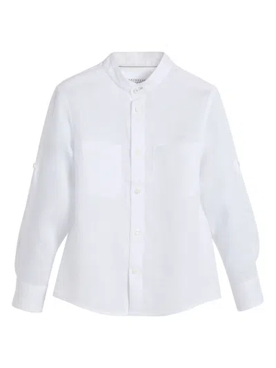 Brunello Cucinelli Kids' Mandarin-collar Shirt In White