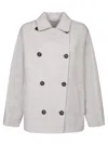 Brunello Cucinelli Mixed Wool Fabric Coat With Six Front Buttons In Grey
