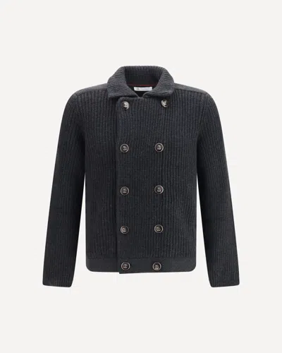 Brunello Cucinelli Marina Cardigan In English Rib Cashmere In Black