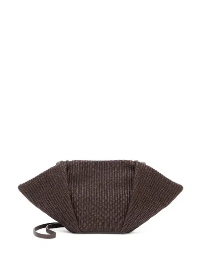 Brunello Cucinelli Marina Rafia Pouch In Brown