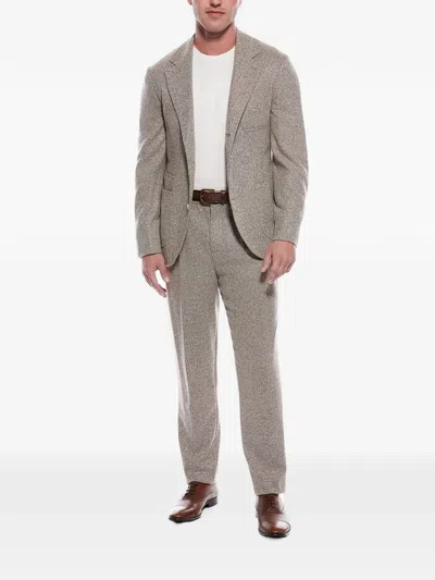 Brunello Cucinelli Marl-pattern Notch-lapel Single-breasted Suit In Brown