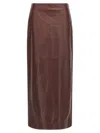 Brunello Cucinelli Maroon Column Long Skirt In Brown