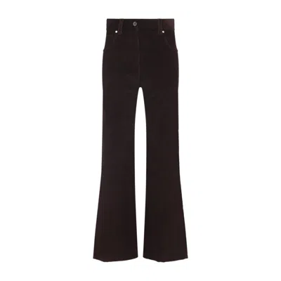 Brunello Cucinelli Maroon Corduroy Pants In Black