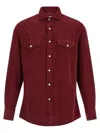 Brunello Cucinelli Button-down Corduroy Shirt Featuring Chest Pockets In Red