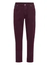 Brunello Cucinelli Cotton Trousers With Front And Back Pockets In Burgundy