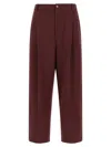 Brunello Cucinelli Cropped Trousers With Elastic Waistband And Pockets In Burgundy