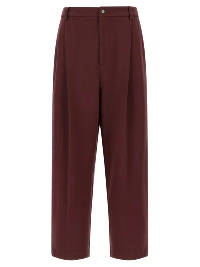 Brunello Cucinelli Maroon Crop Pants In Burgundy