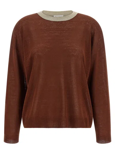 Brunello Cucinelli Maroon Dazzling Collar Sweater In Burgundy