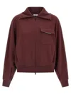 Brunello Cucinelli Maroon Shiny Flap Detail Sweatshirt In Burgundy