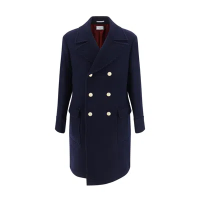 Brunello Cucinelli Martingale Double-breast Coat Men In Blue