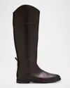 Brunello Cucinelli Brown Leather Boots With Shiny Detail In Brown