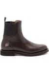Brunello Cucinelli Matt Leather Chlesea Boots With Shiny Detail Shoes In Brown