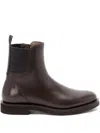 Brunello Cucinelli Matt Leather Chlesea Boots With Shiny Detail Shoes In Brown