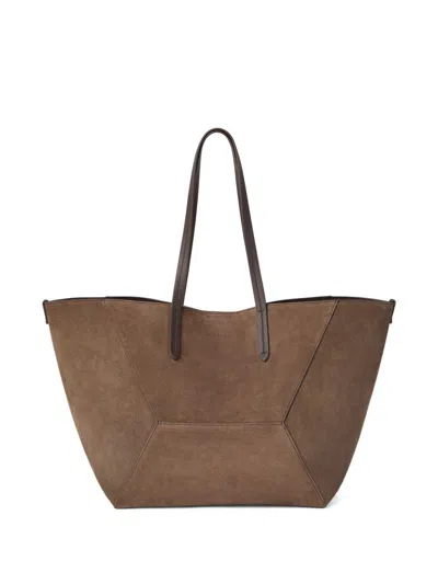 Brunello Cucinelli Maxi Borsa Shopping In Pelle Scamosciata Marrone