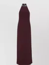 Brunello Cucinelli Maxi Dress With Halter Neck And Slit In Burgundy