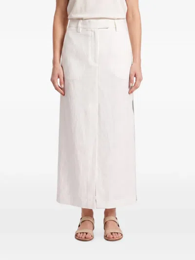 Brunello Cucinelli Maxi Front-slit Pencil Skirt In White