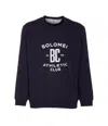 Brunello Cucinelli Sweatshirt In Blue With A Crew Neck And Pint In Purple