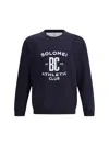 Brunello Cucinelli Sweatshirt In Blue With A Crew Neck And Pint In Purple