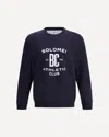 Brunello Cucinelli Sweatshirt In Blue With A Crew Neck And Pint In Purple