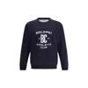 Brunello Cucinelli Sweatshirt In Blue With A Crew Neck And Pint In Purple