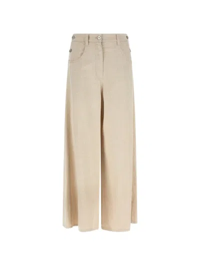 Brunello Cucinelli Maxi Sailor Monili-detail Wide Jeans In Brown