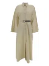 Brunello Cucinelli Women Cotton Long Dress In Neutrals